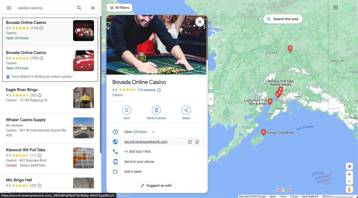 alaska casino spam google maps